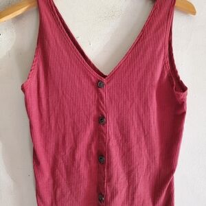 Caution To The Wind Red Button-Front Tank Top